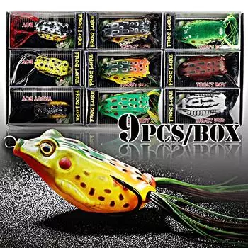 Приманки для рыбалки на лягушку, мягкая приманка для верхней воды, змееголовый окунь, пресноводные приманки для морской рыбалки, 9 шт. 9pcs