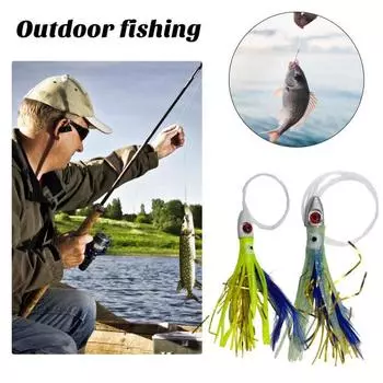 Приманки для троллинга с крючком, юбка из кальмара, мягкие перья осьминога, наживка для морской рыбалки для окуня, лосося, форели серебряный