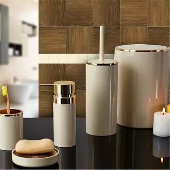 Primanova Leno Набор для ванной комнаты из 5 предметов с золотым покрытием, бежевый