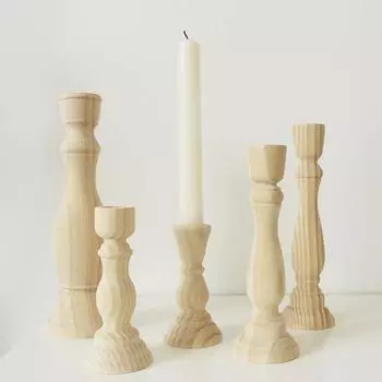 Primary Color Solid Wood Candlesticks For Candelabro Centerpiece Vintage Living Room Dining Holder Table Incense Stick