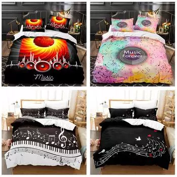 Примечание. Постельное белье, пододеяльник, домашнее постельное белье, музыка, пододеяльник и наволочка, Австралия/ЕС/США, одноместная/двуспальная кровать, полноразмерная домашняя одежда Baby 100x135cm