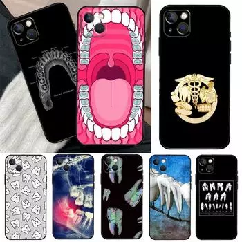 Применимо к чехлу для мобильного телефона iPhone16, новый персонализированный чехол для мобильного телефона в виде зуба и рта iPhone13