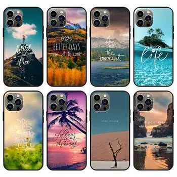 Применимо к чехлу для мобильного телефона iPhone16, новый чехол для мобильного телефона с изображением приморского пейзажа и английского алфавита iPhone13
