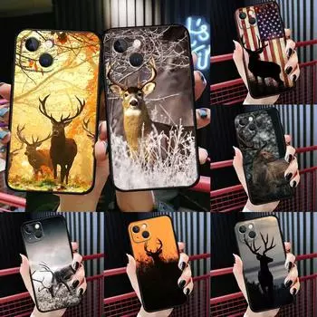 Применимо к iPhone16 Чехол для мобильного телефона Новый чехол для мобильного телефона с изображением животного лося в лесу iPhone16