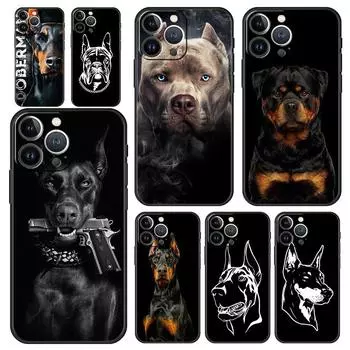 Применимо к iPhone16 чехол для мобильного телефона новый модный чехол для мобильного телефона с изображением животного мужского пола добермана iPhone13