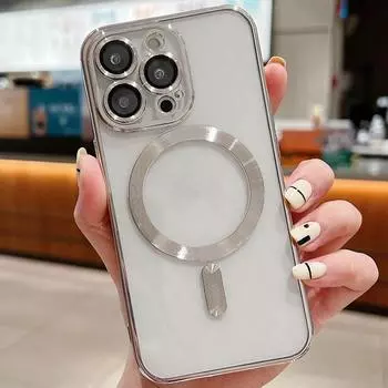 Применимо к iPhone16 гальваническое магнитное зарядное устройство 15pro мобильный телефон чехол 11 Apple 14 сплошной цвет 13 прозрачный 12x Apple 16