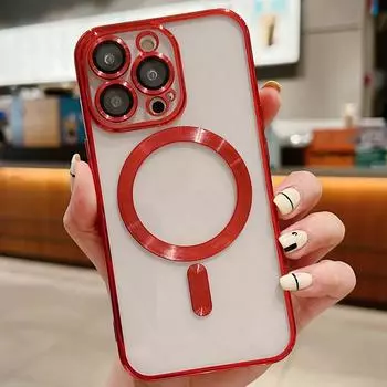 Применимо к iPhone16 гальваническое магнитное зарядное устройство 15pro мобильный телефон чехол 11 Apple 14 сплошной цвет 13 прозрачный 12x Apple 16