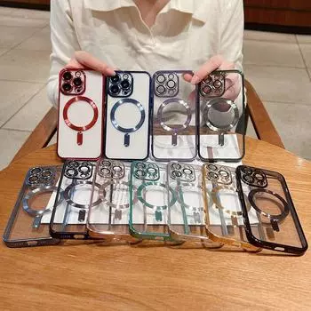 Применимо к iPhone16 гальваническое магнитное зарядное устройство 15pro мобильный телефон чехол 11 Apple 14 сплошной цвет 13 прозрачный 12x Apple 16