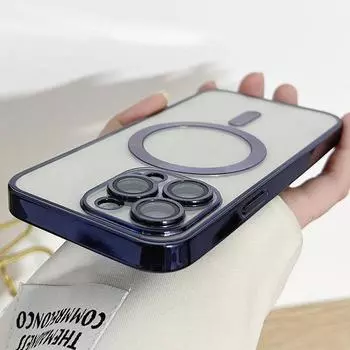 Применимо к iPhone16 гальваническое магнитное зарядное устройство 15pro мобильный телефон чехол 11 Apple 14 сплошной цвет 13 прозрачный 12x Apple 16