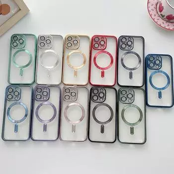 Применимо к iPhone16 гальваническое магнитное зарядное устройство 15pro мобильный телефон чехол 11 Apple 14 сплошной цвет 13 прозрачный 12x Apple 16