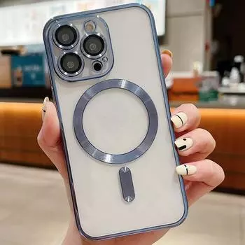 Применимо к iPhone16 гальваническое магнитное зарядное устройство 15pro мобильный телефон чехол 11 Apple 14 сплошной цвет 13 прозрачный 12x Apple 16