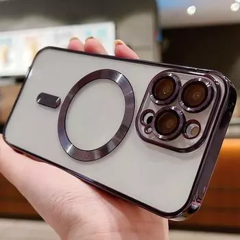 Применимо к iPhone16 гальваническое магнитное зарядное устройство 15pro мобильный телефон чехол 11 Apple 14 сплошной цвет 13 прозрачный 12x Apple 16