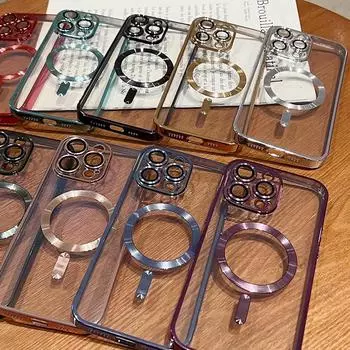 Применимо к iPhone16 гальваническое магнитное зарядное устройство 15pro мобильный телефон чехол 11 Apple 14 сплошной цвет 13 прозрачный 12x Apple 16