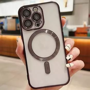 Применимо к iPhone16 гальваническое магнитное зарядное устройство 15pro мобильный телефон чехол 11 Apple 14 сплошной цвет 13 прозрачный 12x Apple 16