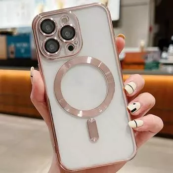 Применимо к iPhone16 гальваническое магнитное зарядное устройство 15pro мобильный телефон чехол 11 Apple 14 сплошной цвет 13 прозрачный 12x Apple 16