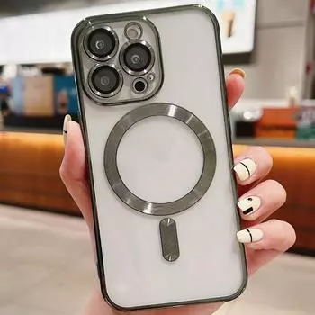 Применимо к iPhone16 гальваническое магнитное зарядное устройство 15pro мобильный телефон чехол 11 Apple 14 сплошной цвет 13 прозрачный 12x Apple 16