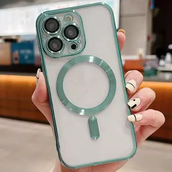 Применимо к iPhone16 гальваническое магнитное зарядное устройство 15pro мобильный телефон чехол 11 Apple 14 сплошной цвет 13 прозрачный 12x Apple 16