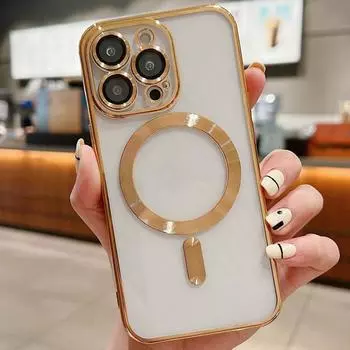 Применимо к iPhone16 гальваническое магнитное зарядное устройство 15pro мобильный телефон чехол 11 Apple 14 сплошной цвет 13 прозрачный 12x Apple 16