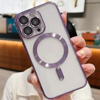 Применимо к iPhone16 гальваническое магнитное зарядное устройство 15pro мобильный телефон чехол 11 Apple 14 сплошной цвет 13 прозрачный 12x Apple 16