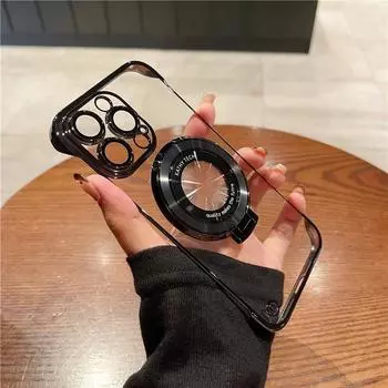 Применимо к iPhone16Promax Магнитный присосочный кронштейн Чехол для мобильного телефона PC Гальваническое покрытие Безрамный 1314 Apple 15 Пленка для объектива iPhone16