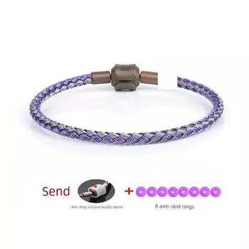 Применимо к Zhou Sheng Ремешок для переноски Шарм Переводные бусины Браслет из нержавеющей стали Цепочка-нить Веревка Цепочка-веревка для DIY Водонепроницаемый ремешок для переноски 3 мм 19cm Purple-blue semi-finished product