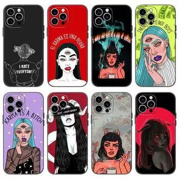 Применимый чехол для мобильного телефона iPhone16, новый чехол для мобильного телефона с изображением девушки-граффити, чехол для телефона для девушки iPhone13