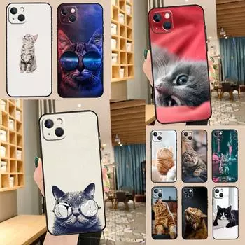 Применимый чехол для мобильного телефона iPhone16, новый чехол для мобильного телефона с изображением пары животных и милых кошек, чехол для мобильного телефона с изображением кошек iPhone13