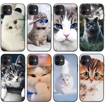 Применимый чехол для мобильного телефона iPhone16, мягкий чехол для кота, забавный синий чехол для мобильного телефона с котом, чехол для телефона с котом iPhone12mini(5.4)