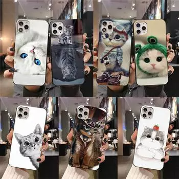 Применимый чехол для мобильного телефона iPhone16, новый чехол для мобильного телефона с милым животным и кошкой, чехол для телефона с кошкой iPhone13