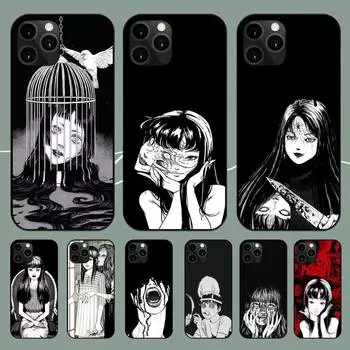 Применимый чехол для телефона iPhone16, новый чехол для телефона с изображением девушки-аниме ужасов, гримасы граффити на Хэллоуин iPhone13