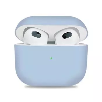 Применимый защитный чехол AirPods 3, однотонный раздельный силиконовый защитный чехол, беспроводной защитный чехол Bluetooth airpods 3 светло-синий