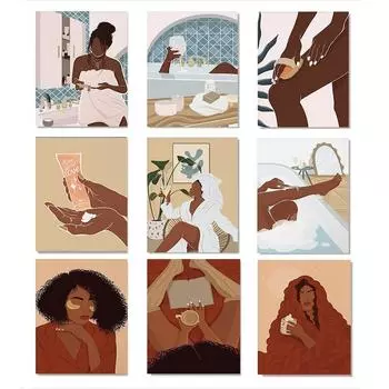 Примите ванну, постер в стиле бохо, черная женщина, феминизм, скандинавское искусство, принт, уход за телом, холст, картина, настенная картина, декор для гостиной, ванной комнаты 21x30cm No Framed