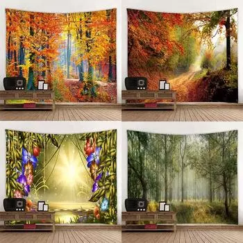 Примитивный лес деревянный мост настенный гобелен офис гостиная украшение на стену дома гобелен 100x75cm