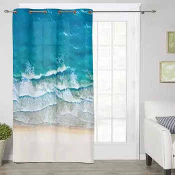 Приморские пляжные оконные шторы для гостиной, спальни, роскошные современные кухонные шторы, тканевые шторы 135W x 60H(cm) x1