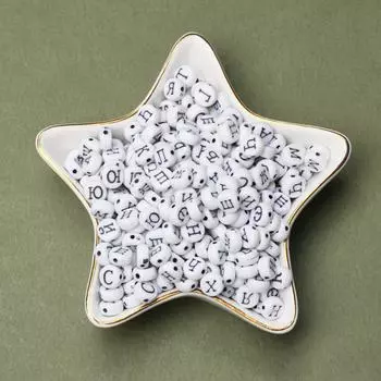 Принадлежности для домашней вечеринки Круглые бусины с буквами DIY Ожерелье Браслет около 6,5 мм Акриловые бусины с алфавитом и цифрами 100 шт. Для изготовления ювелирных изделий Разделительные бусины