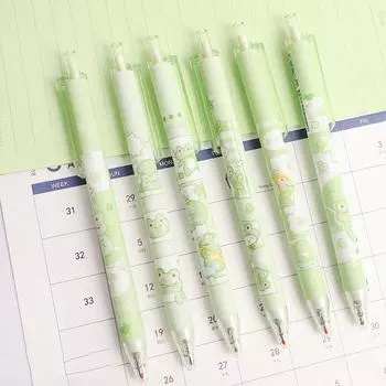 Принадлежности Ручка-нажимная гелевая ручка Инструмент для письма Забавная лягушка Ручки гелевые ручные Ручка для знаков Нейтральная ручка Ручки с черными чернилами 6PCS Random