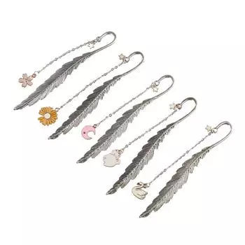 Принадлежности Закладки Подвеска Чтение Studnet Милая металлическая закладка Закладка-перо Закладка Книжные зажимы Yellow daisy