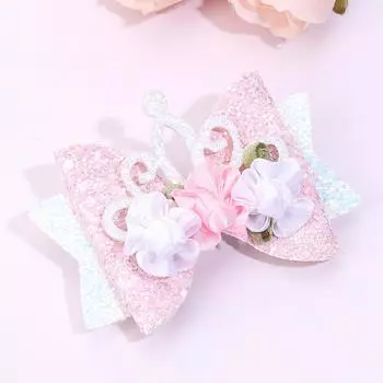 Princess Crown Hair Clips Glitter Bows Hairpin For Girls Birthday Photography Barrettes Kids Boutique Hairgrips Hair Accessories