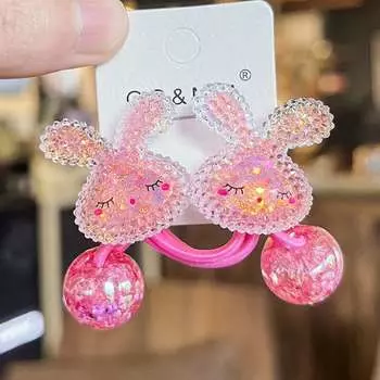 Princess Cute Headwear 1 Pair Elastic Hair Bands for Kids Girls Burst Bead Bow Hair Ropes Children s Hair Accessories