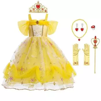 Princess Dress Cosplay Girls Costume One Piece Rapunzel Dress Girls Costume Disguise Event Birthday Party Christmas Halloween Present Cultural