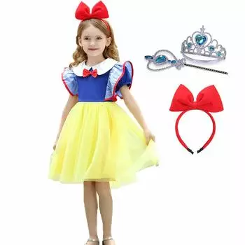 Princess Dress Costume 90 100 110 120 130 Dress Princess Halloween Party Birthday Clothes DS02 [FORPEND] Children s Dress-up Children s (Yellow, 120) жёлтый
