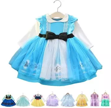 Princess Dress Snow Queen Alice Little Princess Dress Up Costume Kids Halloween Costume Girls d286 [monoii] Children s