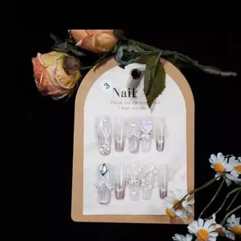 Princess Mermaid Charming Pink Long Wear Nail Art Fish Tail Nail Finished XS