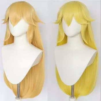 Princess Peach Wig Game Cosplay Wig Long Golden Blond Heat Resistant Synthetic Hair Anime Princess Bowsette Cosplay Wigs +WigCap One Size