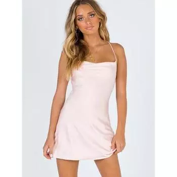 Princess Polly Fashion Сексуальное Чистое Желание Ветер Атласное Платье-Слинг с Открытой Спиной и Воротником-Качели Розовое Платье с Открытой Спиной Pink S