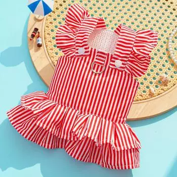Princess style dog clothes striped cat strap skirt cat dress sub teddy pet clothing dog supplies magic fight XS (bust 30cm 1-1.5kg pet)