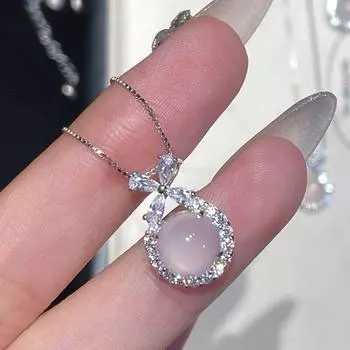 Princess Winnie Gao Bing White Agate Pendant Necklace 925 Silver Accessible Luxury Fancy Clavicle Chain Jewelry Necklace Princess Winnie 925 silver necklace