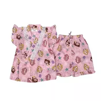 Принцесса Ариэль Рапунцель Белль Джинбей Одежда с оборками на рукавах сверху и снизу Японский летний хлопок 151104422 Розовый 130 [Disney] Детская розовый