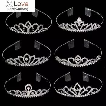Принцесса Детские хрустальные диадемы Гребень Украшения для волос Стразы Ободок для невесты Корона Свадебные аксессуары для вечеринки