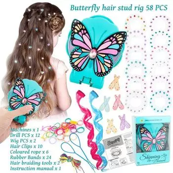 Принцесса для девочек макияж для волос с драгоценными камнями машинное украшение для волос набор блестящих украшений для волос для женщин и девочек 43pcs set розовый